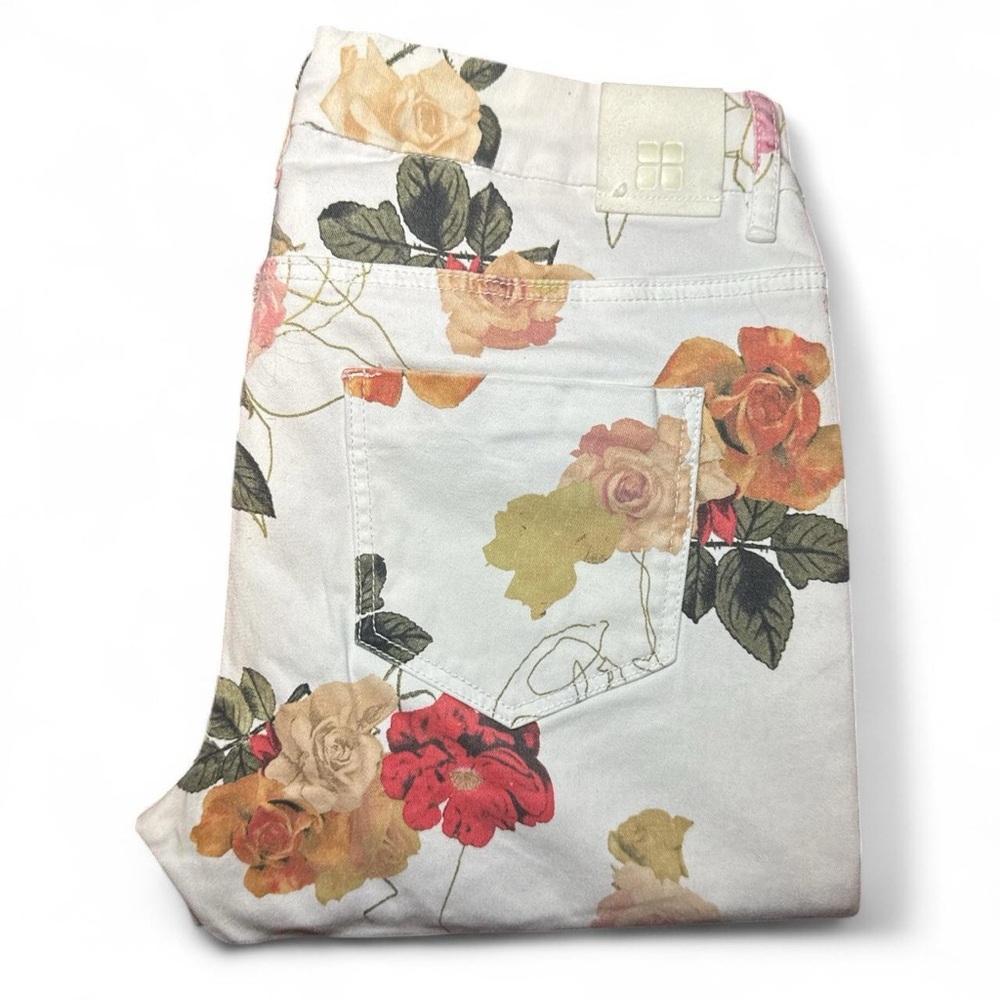NEW Insight VTG 2010s White Vintage Floral Print Mid-Rise Skinny Pants — Size 26 - Picture 2 of 6